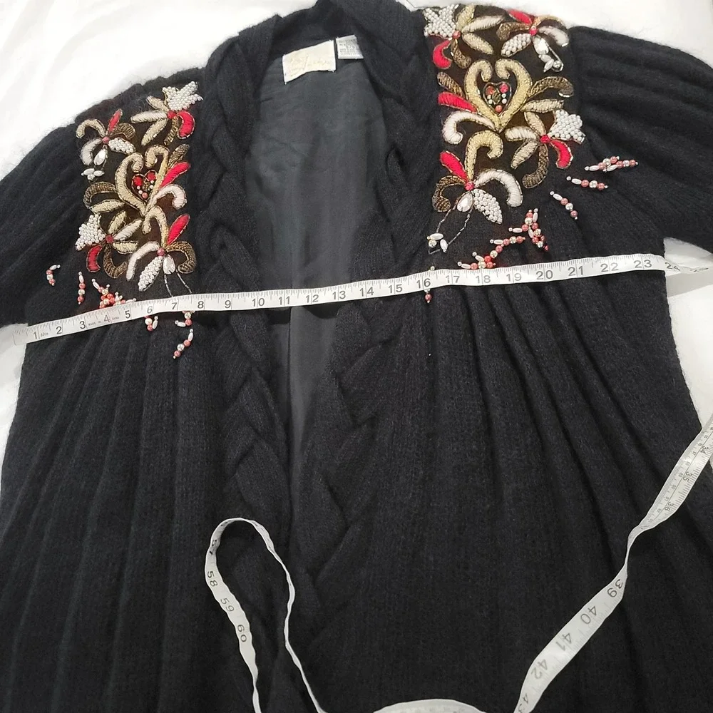 Nina Austin Womens Mohair Jacket Size Small Beaded Embroidered Indie‎ Maximalism